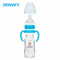 Unbreakable Bpa Free 180ml Wide Neck New Baby Feeding Glass Blue Nursing Bottle